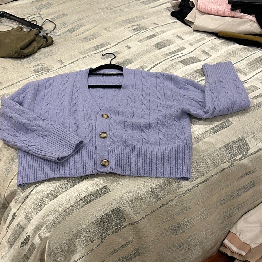 Zara Lilac Cable Knit Cardigan